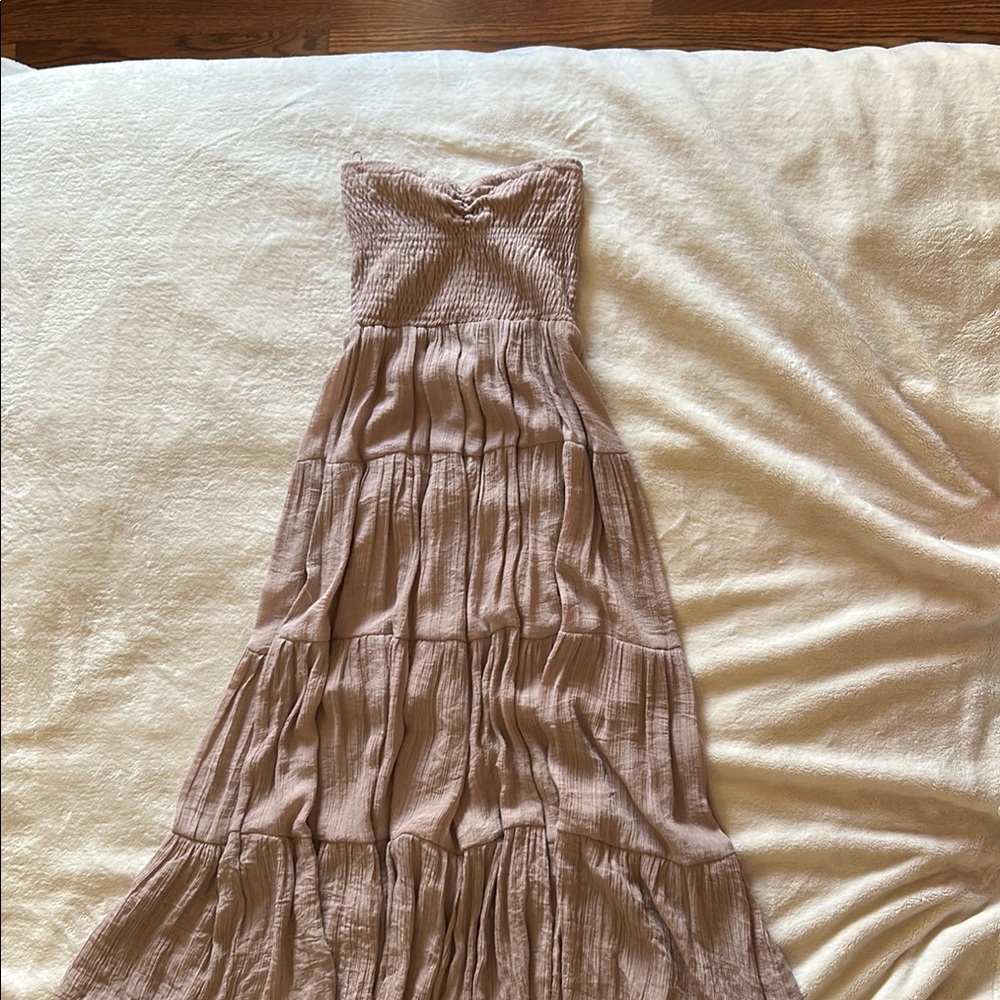 Elegant Strapless Pink Maxi Dress